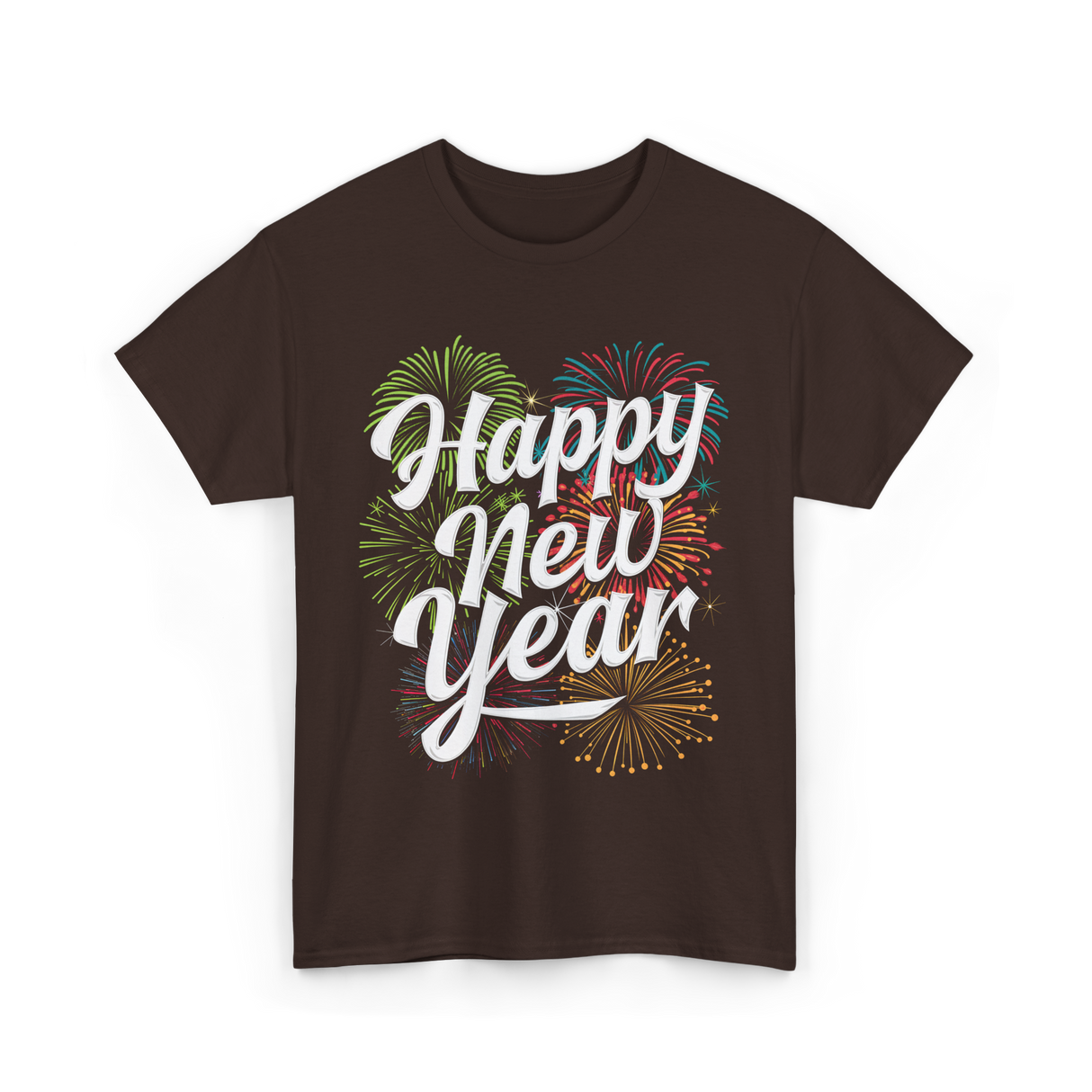 Happy New Year Celebration T-Shirt - Dark Chocolate