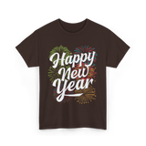 Happy New Year Celebration T-Shirt - Dark Chocolate