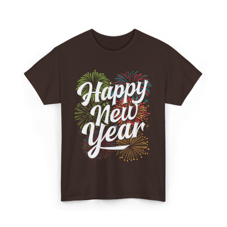 Happy New Year Celebration T-Shirt - Dark Chocolate