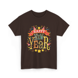 Happy New Year Celebration T-Shirt - Dark Chocolate