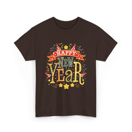 Happy New Year Celebration T-Shirt - Dark Chocolate