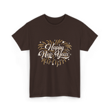 Happy New Year Celebration T-Shirt - Dark Chocolate