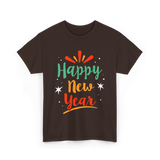 Happy New Year Celebration T-Shirt - Dark Chocolate