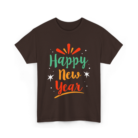 Happy New Year Celebration T-Shirt - Dark Chocolate