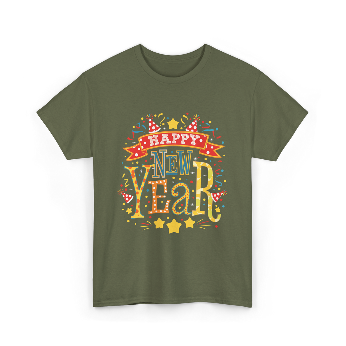 Happy New Year Celebration T-Shirt - Military Green