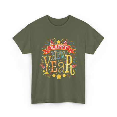 Happy New Year Celebration T-Shirt - Military Green