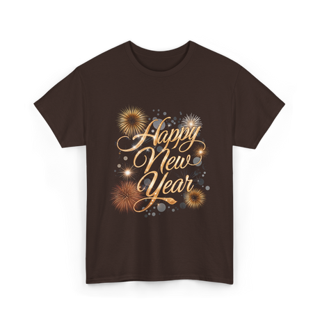 Happy New Year Celebration T-Shirt - Dark Chocolate