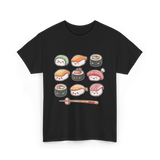 Happy Sushi Kawaii Anime Food T-Shirt - Black