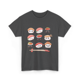 Happy Sushi Kawaii Anime Food T-Shirt - Dark Heather