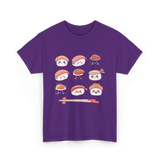 Happy Sushi Kawaii Anime Food T-Shirt - Purple