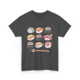 Happy Sushi Kawaii Anime Food T-Shirt - Dark Heather