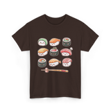 Happy Sushi Kawaii Anime Food T-Shirt - Dark Chocolate