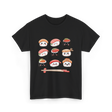 Happy Sushi Kawaii Anime Food T-Shirt - Black