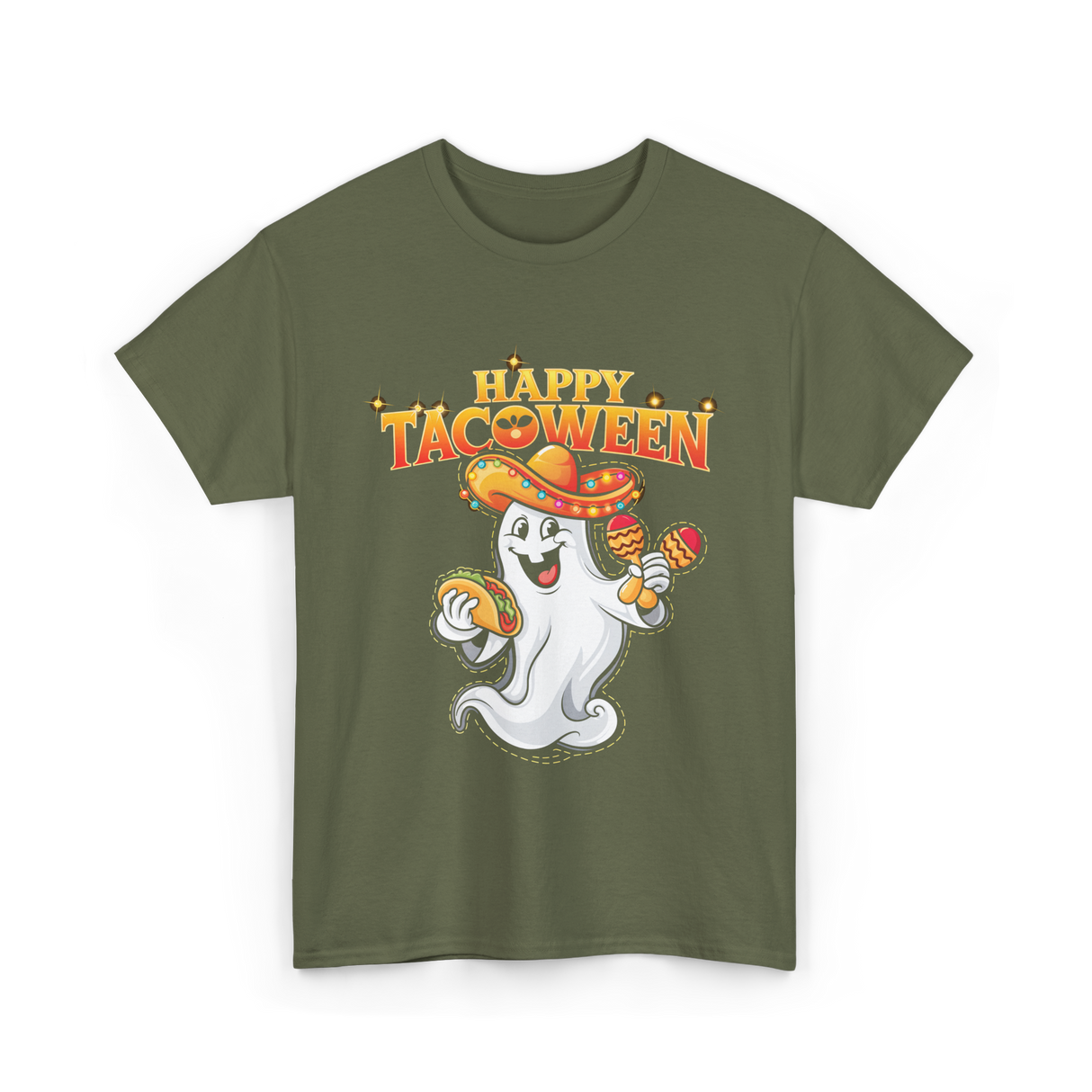 Happy Tacoween Taco Ghost T-Shirt - Military Green