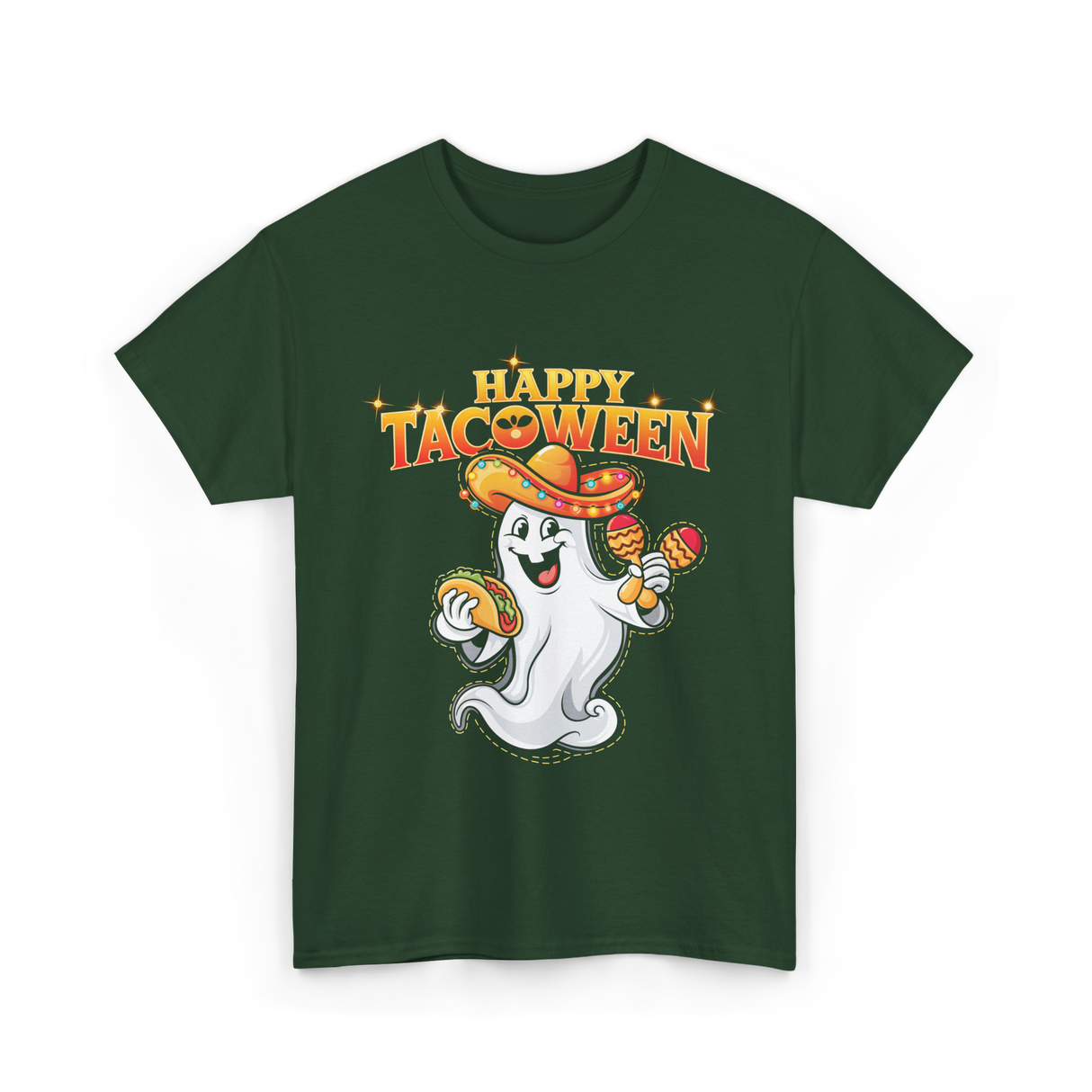 Happy Tacoween Taco Ghost T-Shirt - Forest Green