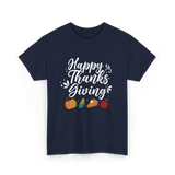 Happy Thanks Giving Thanksgiving Holiday T-Shirt - Navy