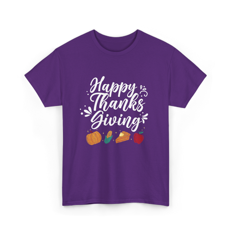 Happy Thanks Giving Thanksgiving Holiday T-Shirt - Purple