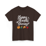 Happy Thanks Giving Thanksgiving Holiday T-Shirt - Dark Chocolate