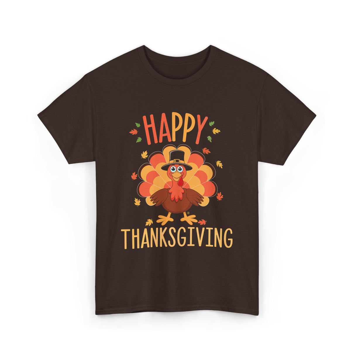 Happy Thanksgiving Turkey Day T-Shirt - Dark Chocolate