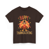 Happy Thanksgiving Turkey Day T-Shirt - Dark Chocolate