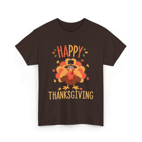 Happy Thanksgiving Turkey Day T-Shirt - Dark Chocolate