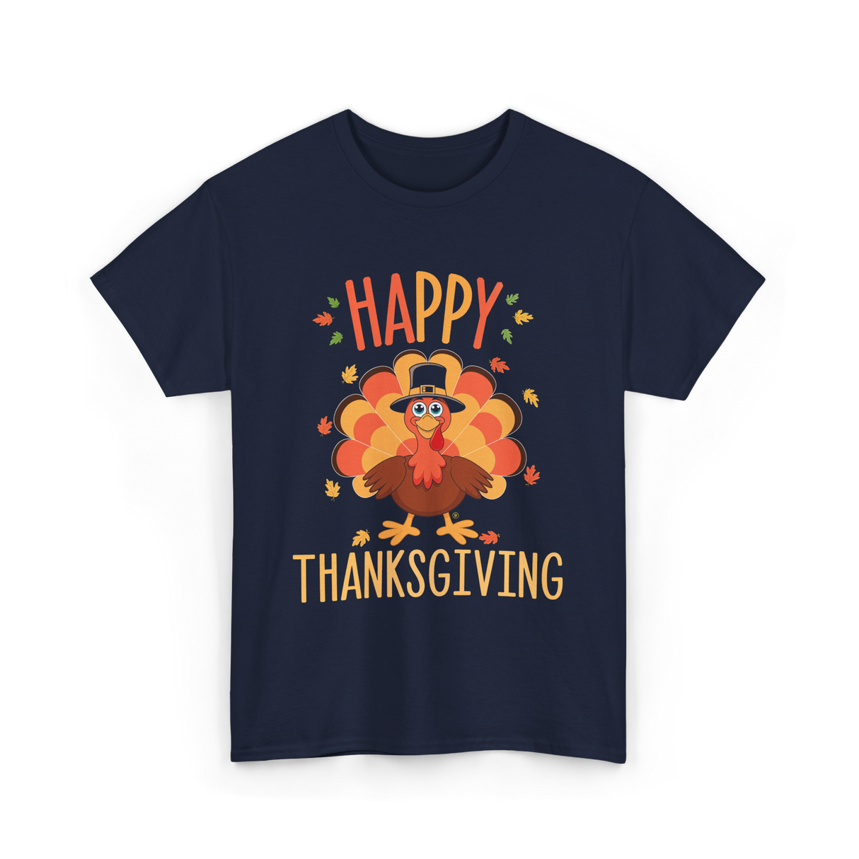 Happy Thanksgiving Turkey Day T-Shirt - Navy