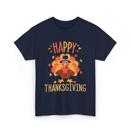 Happy Thanksgiving Turkey Day T-Shirt - Navy