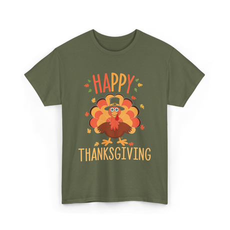 Happy Thanksgiving Turkey Day T-Shirt - Military Green