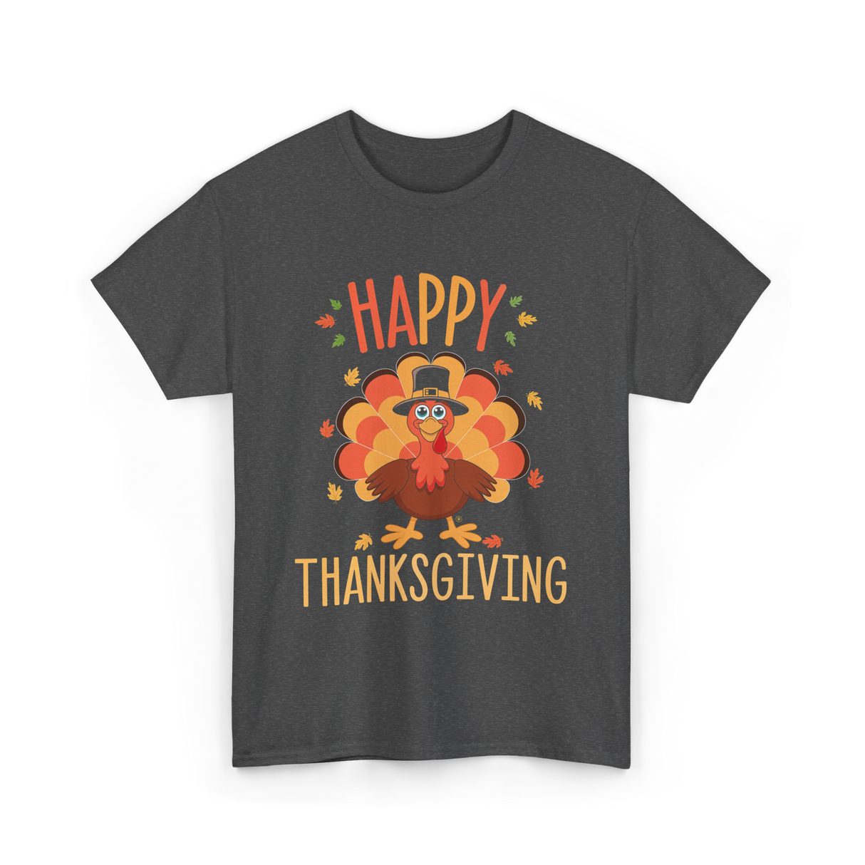 Happy Thanksgiving Turkey Day T-Shirt - Dark Heather