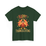 Happy Thanksgiving Turkey Day T-Shirt - Forest Green