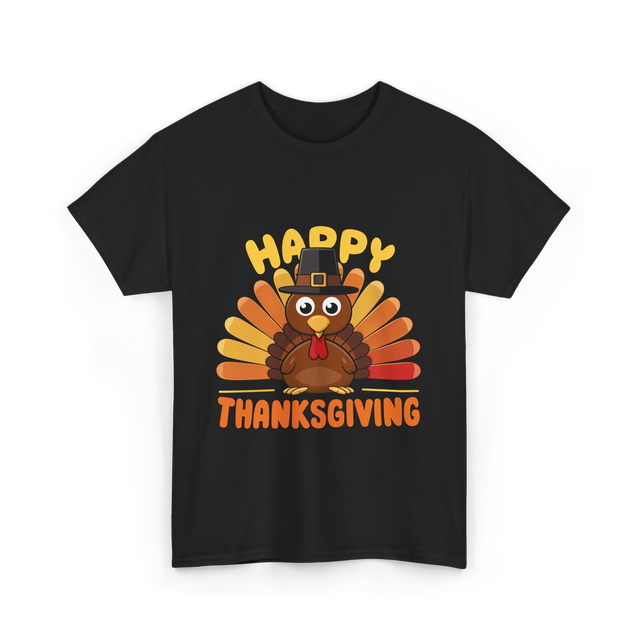 Happy Thanksgiving Turkey T-Shirt - Black