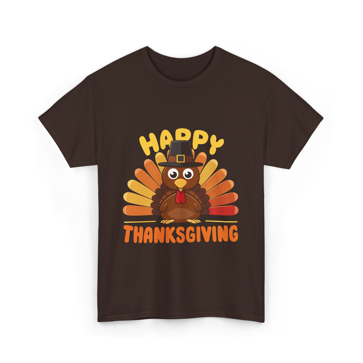 Happy Thanksgiving Turkey T-Shirt - Dark Chocolate