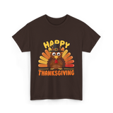 Happy Thanksgiving Turkey T-Shirt - Dark Chocolate