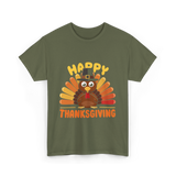 Happy Thanksgiving Turkey T-Shirt - Military Green