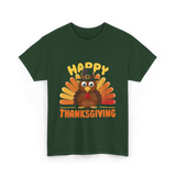 Happy Thanksgiving Turkey T-Shirt - Forest Green