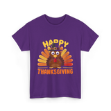 Happy Thanksgiving Turkey T-Shirt - Purple