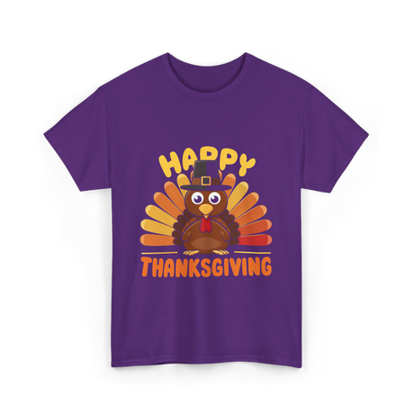 Happy Thanksgiving Turkey T-Shirt - Purple