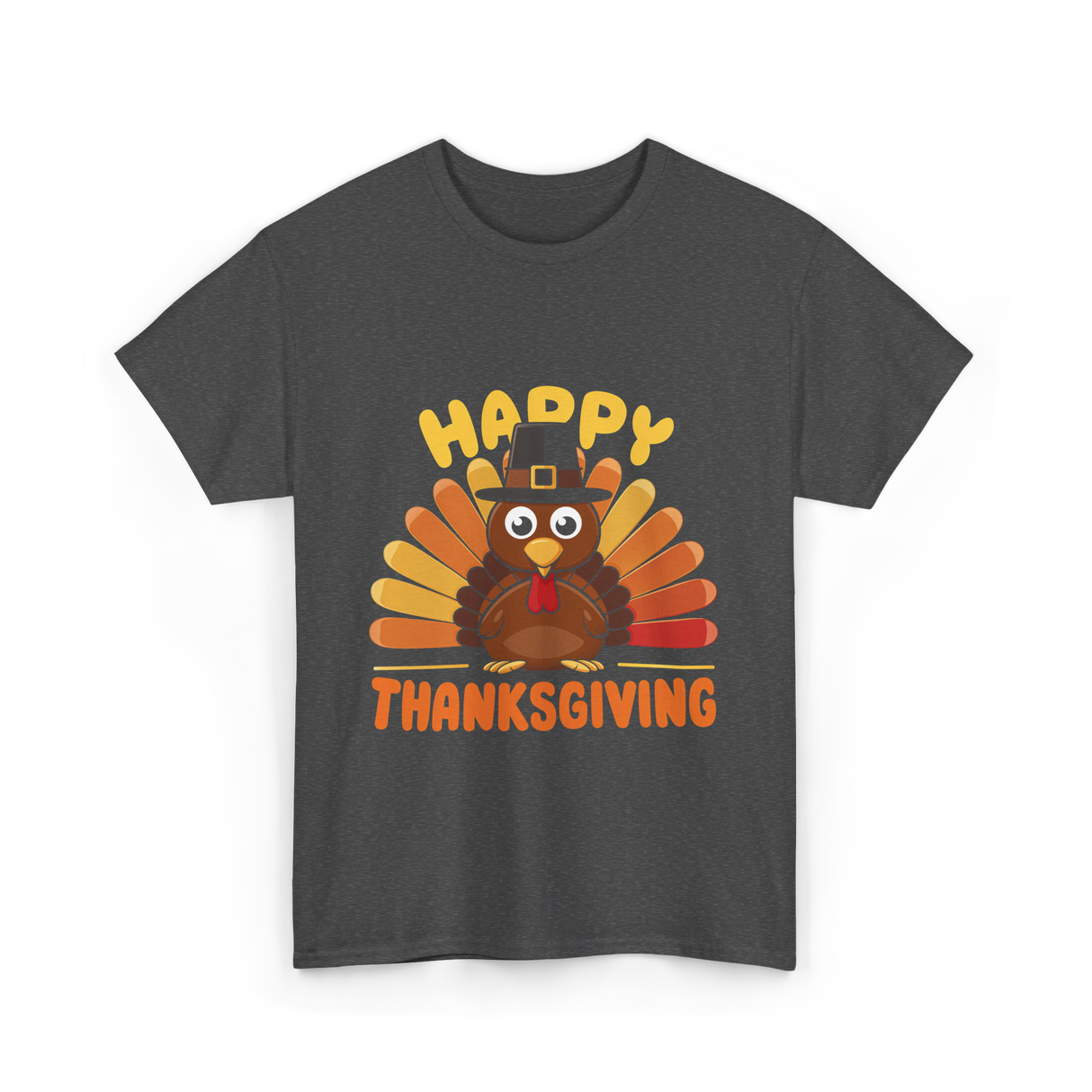 Happy Thanksgiving Turkey T-Shirt - Dark Heather