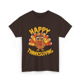 Happy Thanksgiving Turkey Thanksgiving T-Shirt - Dark Chocolate