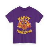 Happy Thanksgiving Turkey Thanksgiving T-Shirt - Purple