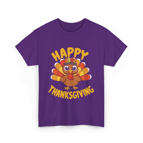 Happy Thanksgiving Turkey Thanksgiving T-Shirt - Purple