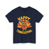 Happy Thanksgiving Turkey Thanksgiving T-Shirt - Navy