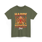 Happy Turkey Day Thanksgiving Turkey T-Shirt - Military Green