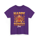 Happy Turkey Day Thanksgiving Turkey T-Shirt - Purple