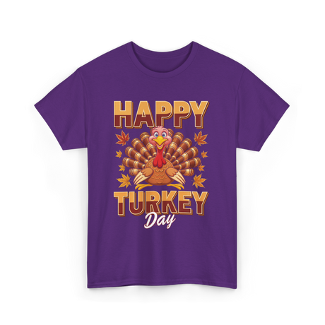 Happy Turkey Day Thanksgiving Turkey T-Shirt - Purple