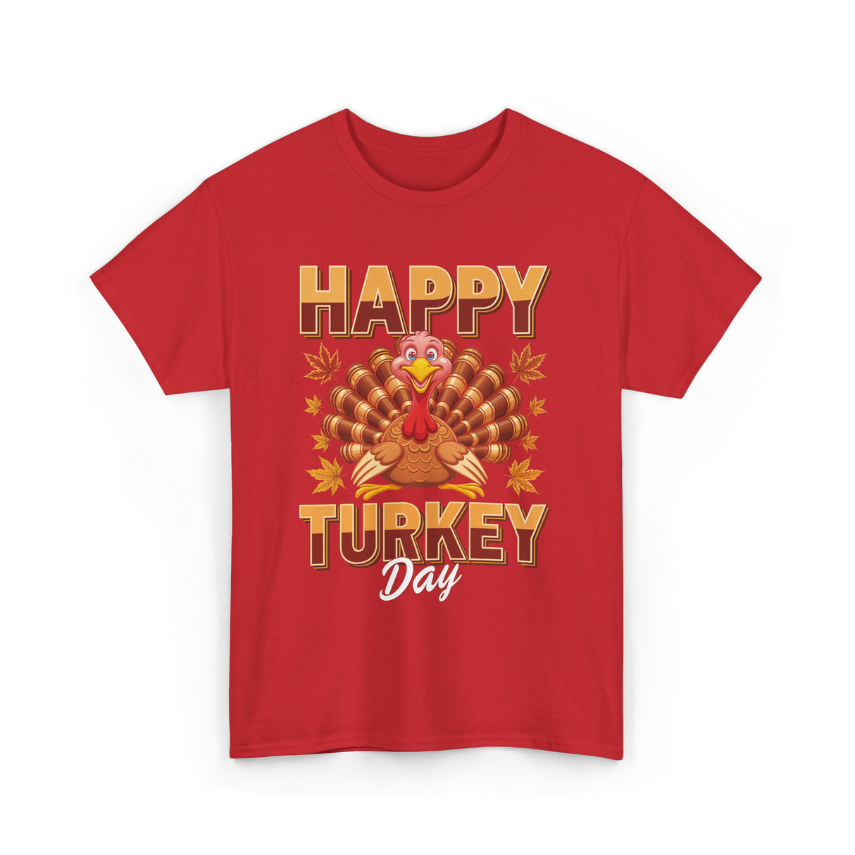 Happy Turkey Day Thanksgiving Turkey T-Shirt - Red