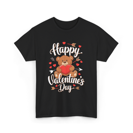 Happy Valentine's Day Bear T-Shirt - Black