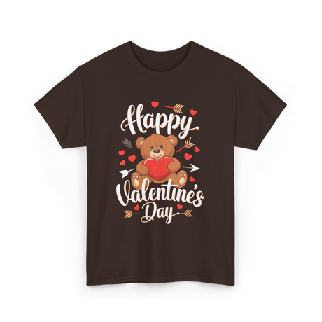 Happy Valentine's Day Bear T-Shirt - Dark Chocolate