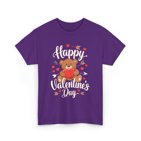 Happy Valentine's Day Bear T-Shirt - Purple