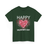 Happy Valentine's Day Heart Love T-Shirt - Forest Green